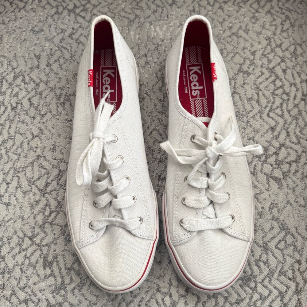 NEW Keds Double Up White Canvas Sneakers - 8.5